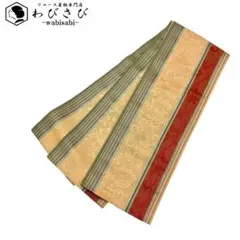 ☆ 半幅帯 本場筑前博多織 花唐草模様 淡朽葉色 D-2005