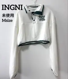 ハーフボタン配色パイピングミニスウェットショートプルオーバー