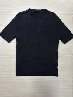 UNIQLO リブニット 半袖 ブラック L