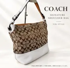 COACH Signature Y2K 白レザー ワンショルダーバッグ