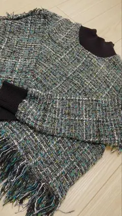 ZARA ツイード調 フリンジ ニット 長袖