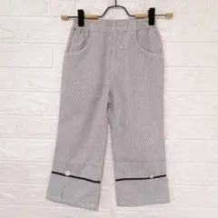 新品　LITTLE PARK STUDIO　裾タック入りストライプ刺繍パンツ