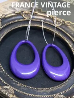 vintage フランス ヴィンテージ パープル リング フープピアス シルバー