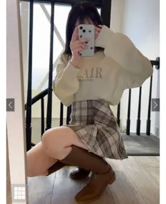 GRL インパン裏地付きチェック柄プリーツスカート[tu963]