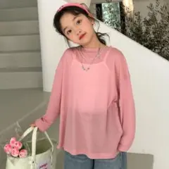 【新品未使用】バックスリットシアートップス ピンク 140サイズ