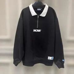 NCAA メンズM 襟付き　ハーフジップスウェット　裏起毛　黒