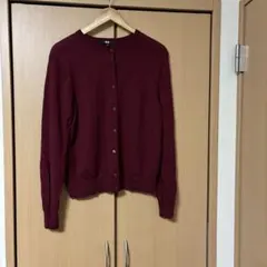 メリノウール レッド カーディガン XL