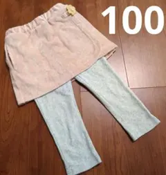 プティマイン コーデュロイ スカッツ ピンク 100 スカート付きレギンス