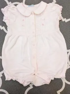 Familiaピンクのウサギ刺繍ロンパース