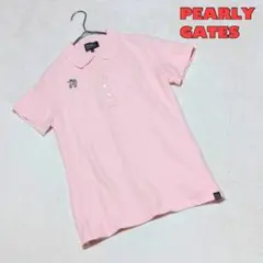 【PEARLY GATES】人気ロゴ刺繍入り　半袖ポロシャツ 希少ピンク　ゴルフ