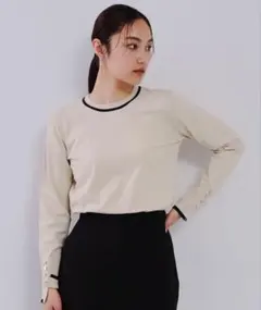 【OPAQUE.CLIP】配色ラインニット《洗濯機洗い可》