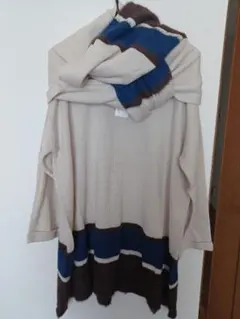 新品未使用ニットチュニック同柄マフラー付き　LL　身幅大きめ実寸ご参照願います