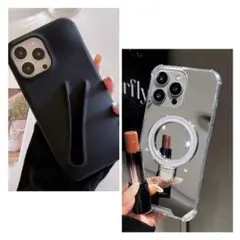 iPhone16用ケース ブラック＆クリアセット