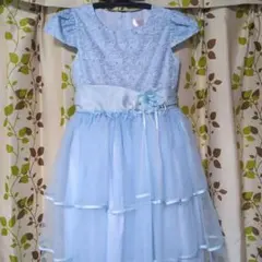 水色 フリル付きドレス 140センチ