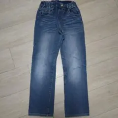 FOキッズ　デニムストレートパンツ 膝に穴あり　130