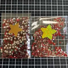高分子ストーン　レッド　2mm と3mm 1000粒ずつ うちわデコ