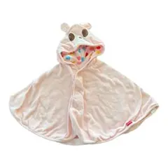 ベビー　ポンチョ　ミキハウス　ホットビスケッツ　ピンク　フード付き　寒さ対策