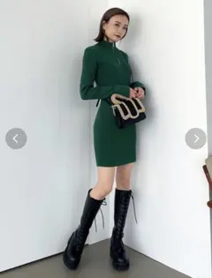 EMODA ハーフジップニットワンピース