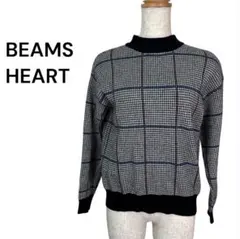 BEAMS HEART ビームス 千鳥格子柄 ニット 長袖セーター