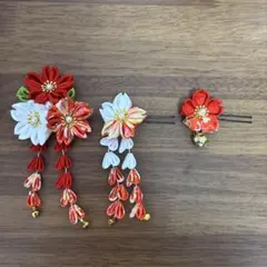 【美品】✨️花モチーフ かんざし3点セット 七五三、成人式