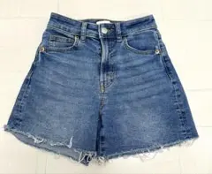 H&M デニムブルー カットオフショートパンツ US 0