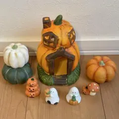 ナチュラルキッチン　ハロウィン　オブジェ　8点セット　キャンドルポット　置物　秋