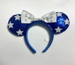 ミニー ディズニー カチューシャ 青色 星 ブルー スパンコール ホワイト
