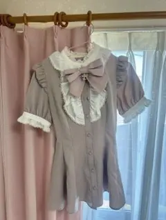 シークレットハニー アクセサリーリボンレースフリル半袖セットアップ ピンク