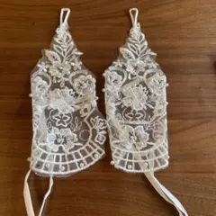 ウェディンググローブ ホワイト 花柄刺繍