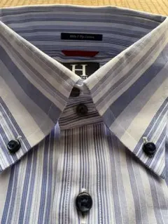 HILFIGER ストライプ ボタンダウン 長袖シャツ Lサイズ 綿100%