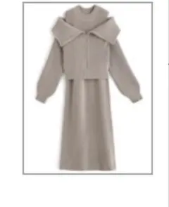 新品【GRL】ジッパートップスXタイトワンピースニットセットアップ