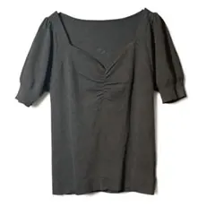 グレイル GRL パフスリーブニット カットソー 半袖 黒 ブラック M