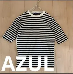 AZUL マタニティー授乳服　ストライプ 五分袖Tシャツ Mサイズ