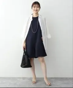 スローブイエナ　リネンショートオールインワン　ネイビー　美品のサムネイル