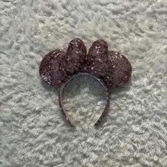 ピンク スパンコール ミッキー耳カチューシャ