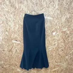 LAUIR ロングスカート マーメイド 厚手 無地 ブラック レディース M