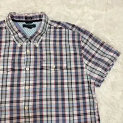 US古着半袖シャツ TOMMY HILFIGER トミーヒルフィガー チェック柄