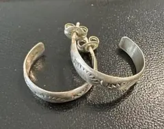 ヴィンテージ　インディアンジュエリー　フープピアス　刻印有り