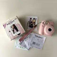 FUJIFILM instax mini 8 ピンク 純正ストラップ付き チェキ