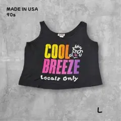 タンクトップ USA製90s COOL BREEZE グラデーションロゴ黒Y2K