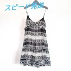 モノトーン ノルディック柄 キャミワンピース 白黒