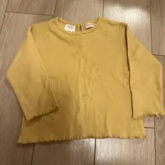 ZARA リブ素材 マスタード色 Tシャツ