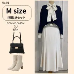 【着るだけでおしゃれ見え】大人きれいめ完成コーデ3点セット／Mサイズ相当