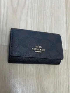 COACH ダークブラウン レザーキーケース