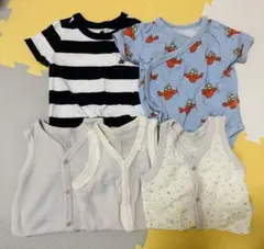 UNIQLO GAP 西松屋　半袖 ボディスーツ ロンパース 肌着 5点セット