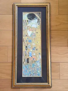 ☆秀作☆手書き油絵 グスタフ・クリムト 接吻 キス 肉筆絵画 額付き