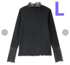mysa closet しまむら 袖レーステレコトップスLL 黒レースハイネック