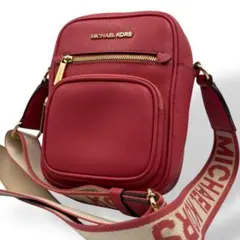 【美品】MICHAEL KORSマイケルコース レザー ショルダーバッグ レッド