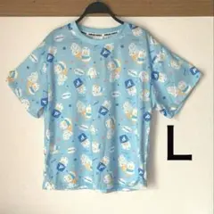 新品★あひるのペックル総柄ソフトクリームTシャツL青◆サンリオドンキはぴだんぶいのサムネイル