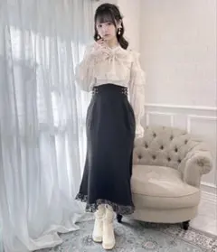 couture BY ROJITA 花柄ドッキング長袖ロングワンピース
